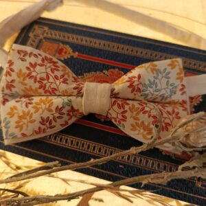 Noeud papillon Auguste _ Nœud papillon en coton fleuri fait main en France – Accessoire homme mariage champêtre